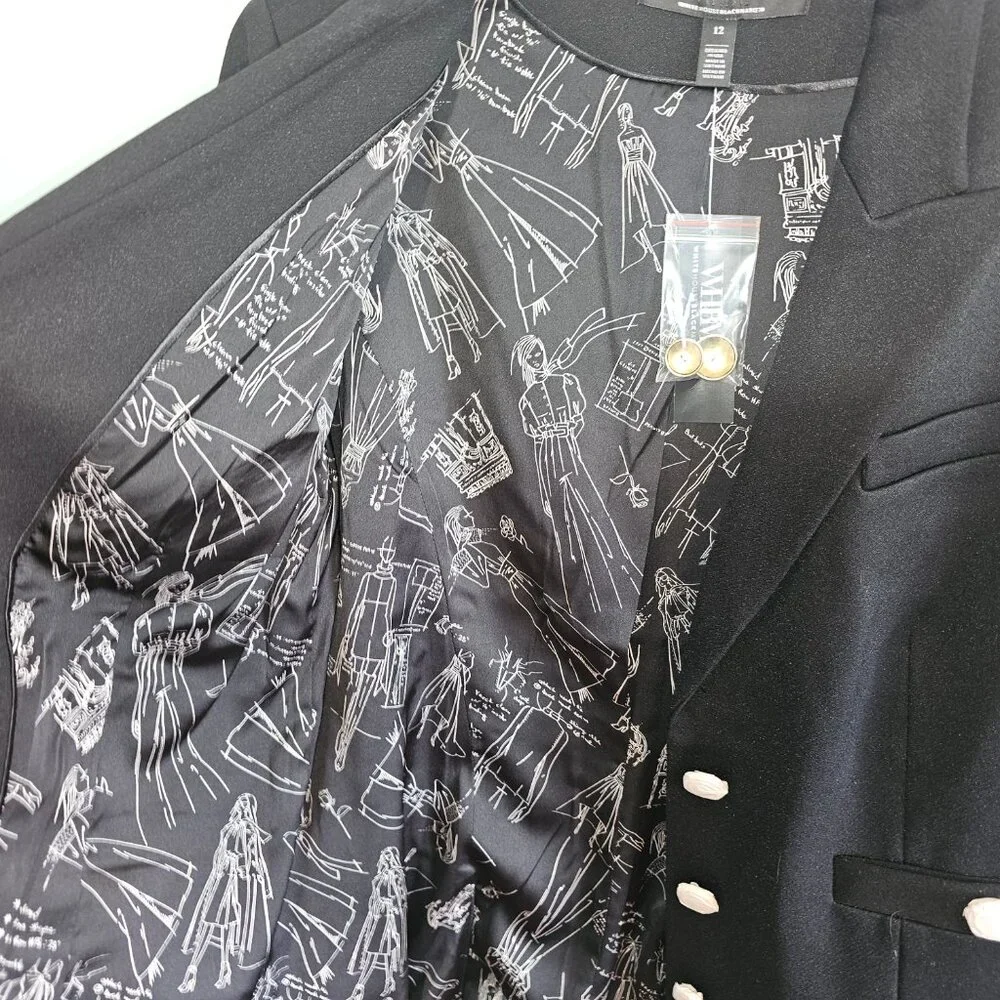 NWT | White House Black Market 3-Button Fashion Blazer | Black | 12 - Picture 9 of 12